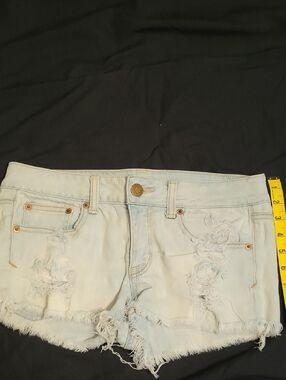 American Eagle Outfitters Light Blue Distressed Denim Shorts